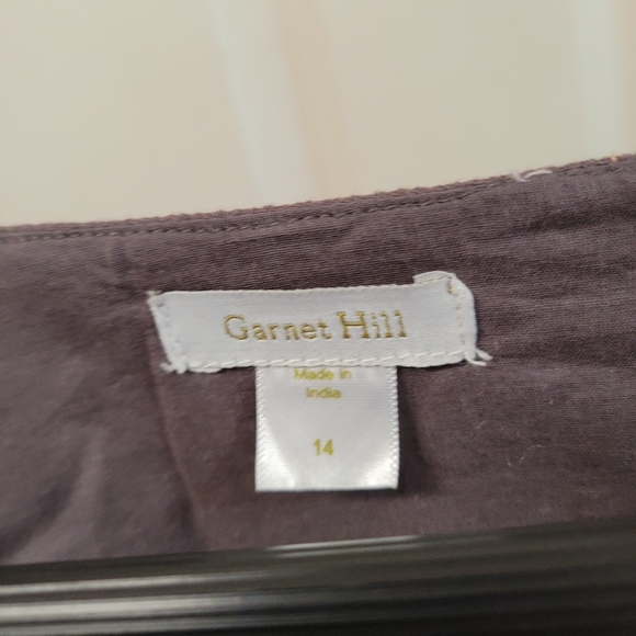 Garnet Hill Gray Boho Embroidered Tunic Top Size 14 Large  Peasant Top - Picture 5 of 6